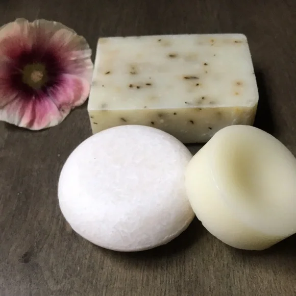 Set of 3 PEPPERMINT CANDY shampoo bar & conditioner bar glycerin cleansing soap - Picture 6 of 6